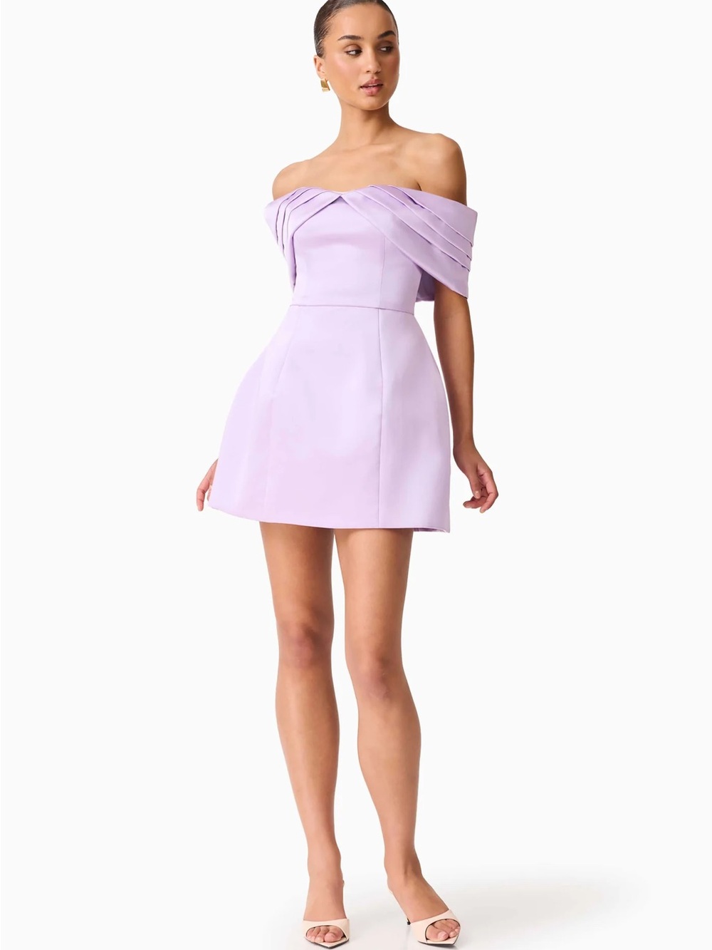Elliatt Hope Tulip Lilac Off-Shoulder Mini Dress • msrp $258
